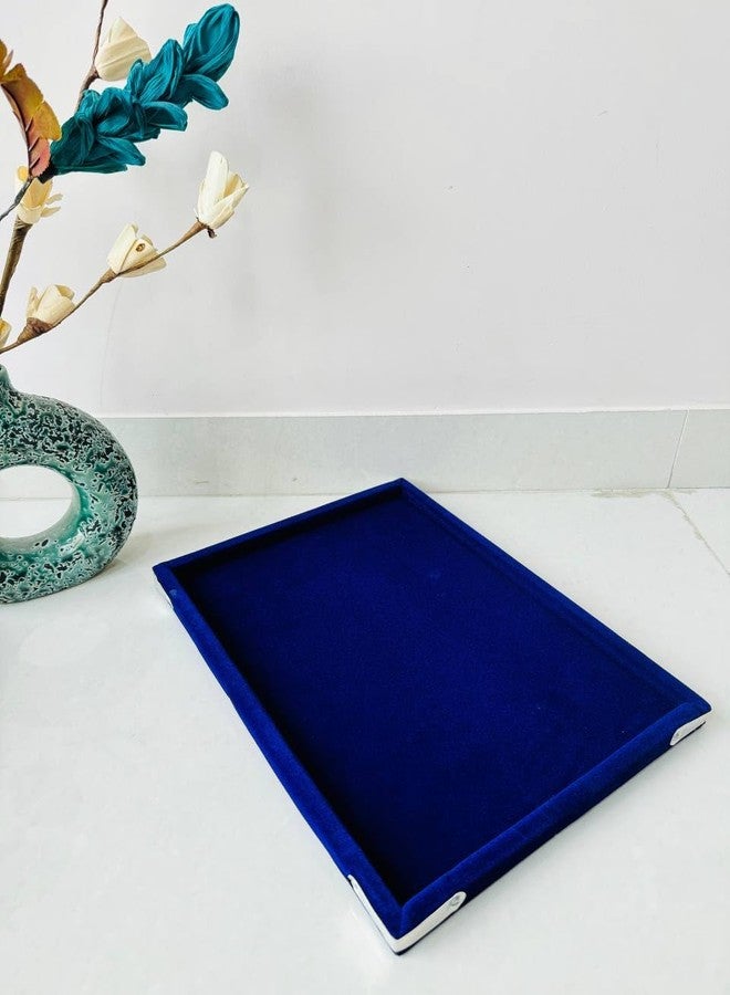DOOR STEP SHOPPING t Velvet Jewelry Tray, Grids Large Storage Tray for Bracelet Bangle Beads Display (Blue, Small) - Image 2