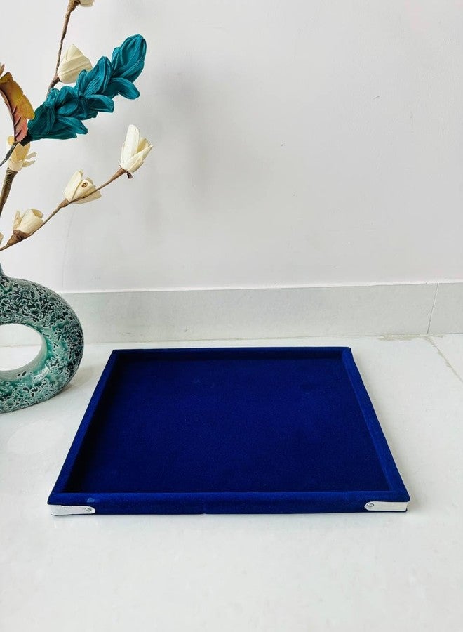 DOOR STEP SHOPPING t Velvet Jewelry Tray, Grids Large Storage Tray for Bracelet Bangle Beads Display (Blue, Small) - Image 4