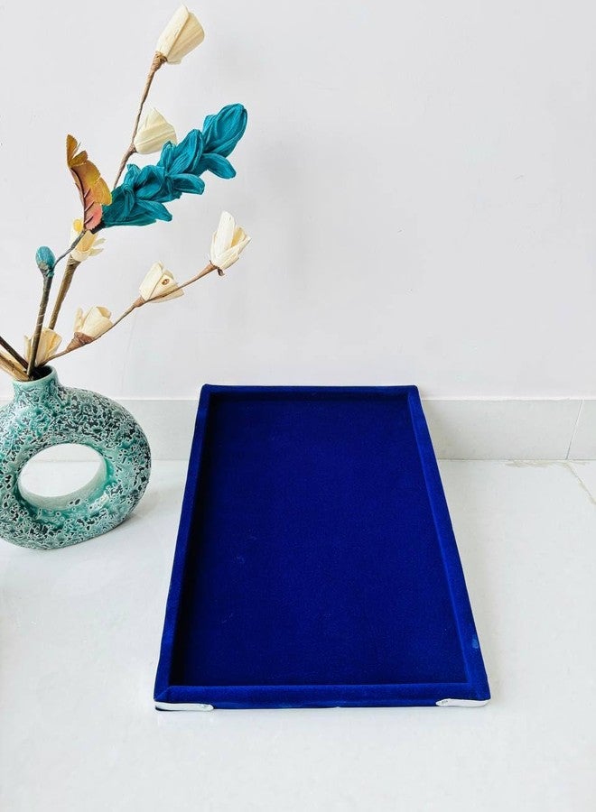 DOOR STEP SHOPPING t Velvet Jewelry Tray, Grids Large Storage Tray for Bracelet Bangle Beads Display (Blue, Small) - Image 3
