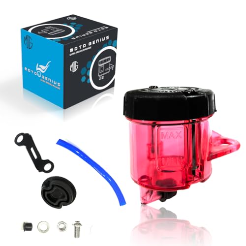 MOTO GENIUS Universal Motorcycle Front Brake Master Cylinder Oil Reservoir Tank Cup | Durable Replacement for Hydraulic Brake and Clutch Systems (Red) - Image 1