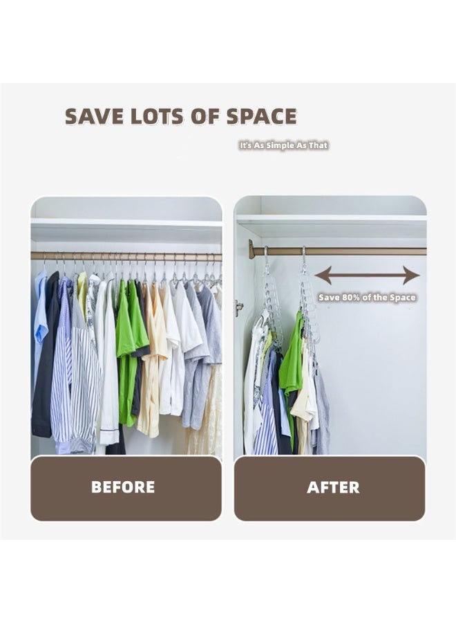 3-Pack 9-Slot Cascading Closet Hangers, Space-Saving Multifunctional Wardrobe Organizer, Horizontal & Vertical Hanging for Clothes, Scarves, Tanks, Home & Dormitory - Image 3