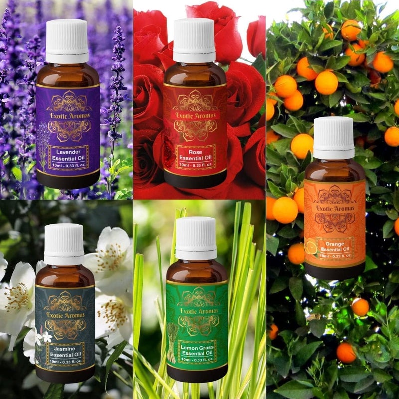 اكسوتك أرومس زيت إكزوتيك أروماس العطري الأساسي - زيت اللافندر، زيت الليمون، زيت الياسمين، زيت البرتقال، زيت الورد (عبوة من 5) - Image 3