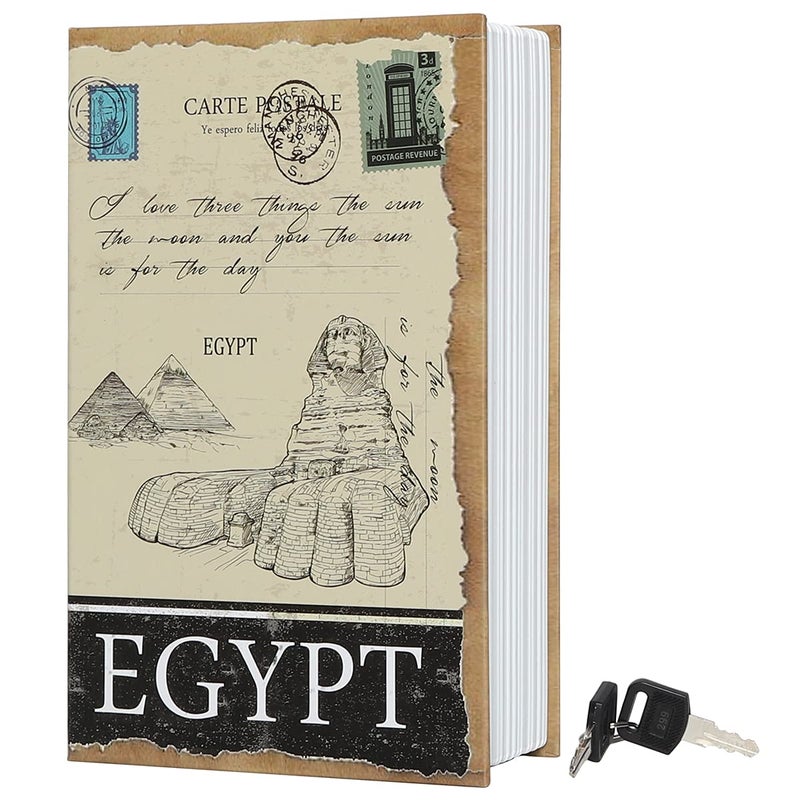 Diversion Book Storage BoxSecret Safe Can with Security KeyHidden Stash Safe Box Secret Containers for Money Jewelry Documents or ValuablesEgypt