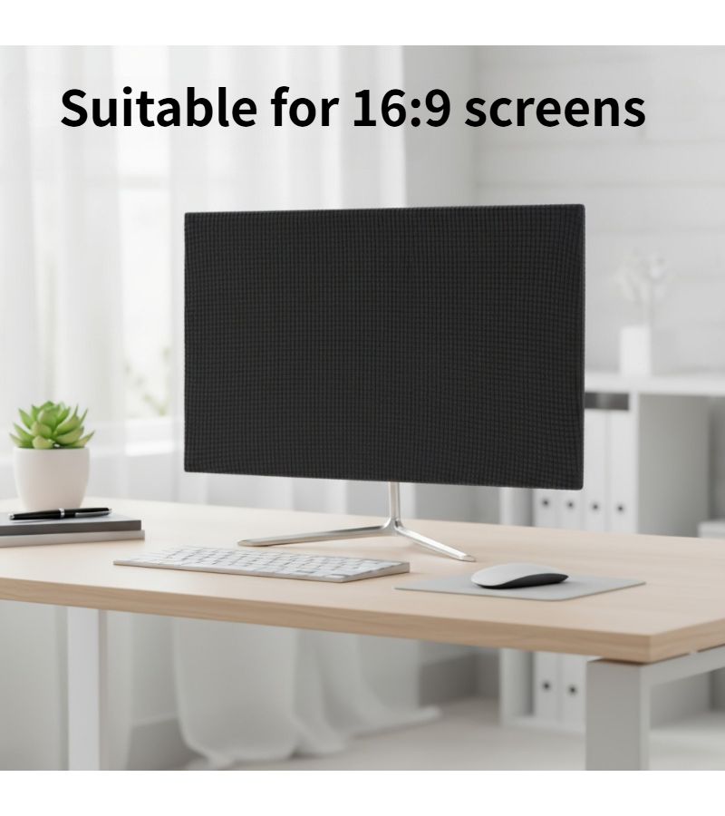 2pcs Set Grey Monitor And Keyboard Dust Cover Solid Color Screen Protector - Image 4