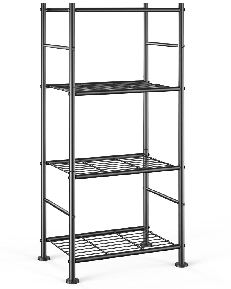 Sakugi Storage Shelves - 4 Tier Shelf Organizer, Sturdy Metal Garage Shelving with Adjustable Leveling Feet, Space-Saving Shelves Organizer for Pantry, Laundry, Kitchen (18" x 12" x 44", Black) - Image 1