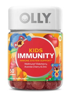 OLLY OLLY Kids Immunity, Wellmune - Elderberry, Cherry & Zinc, 50 Gummies  - Image 1