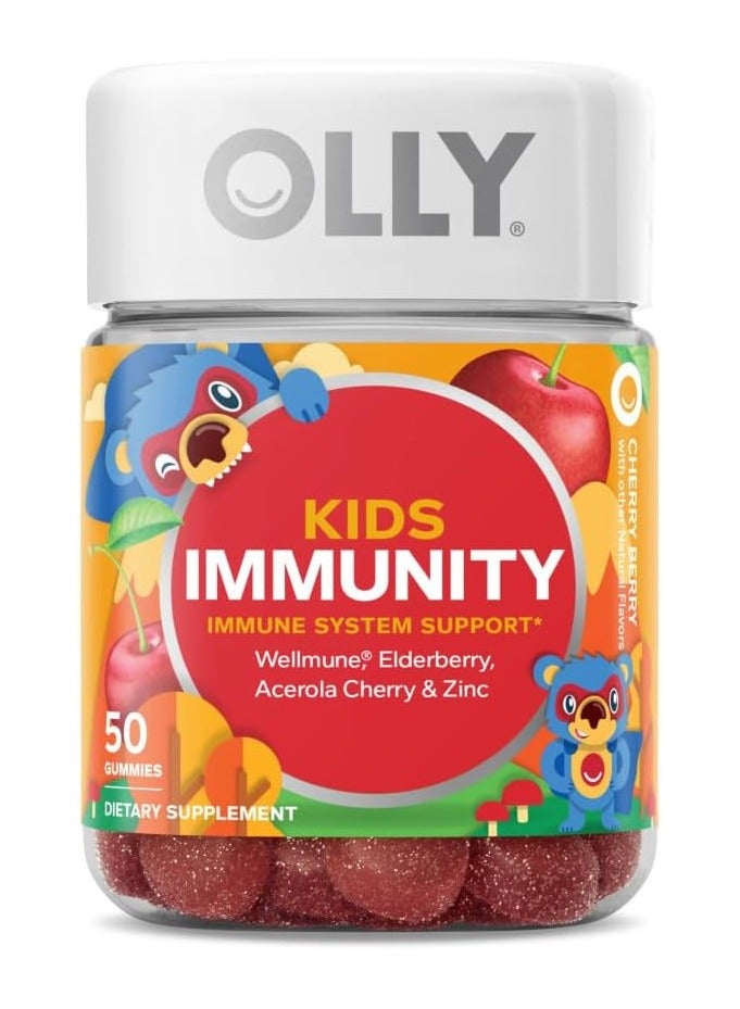 OLLY Kids Immunity, Wellmune - Elderberry, Cherry & Zinc, 50 Gummies - Image 1