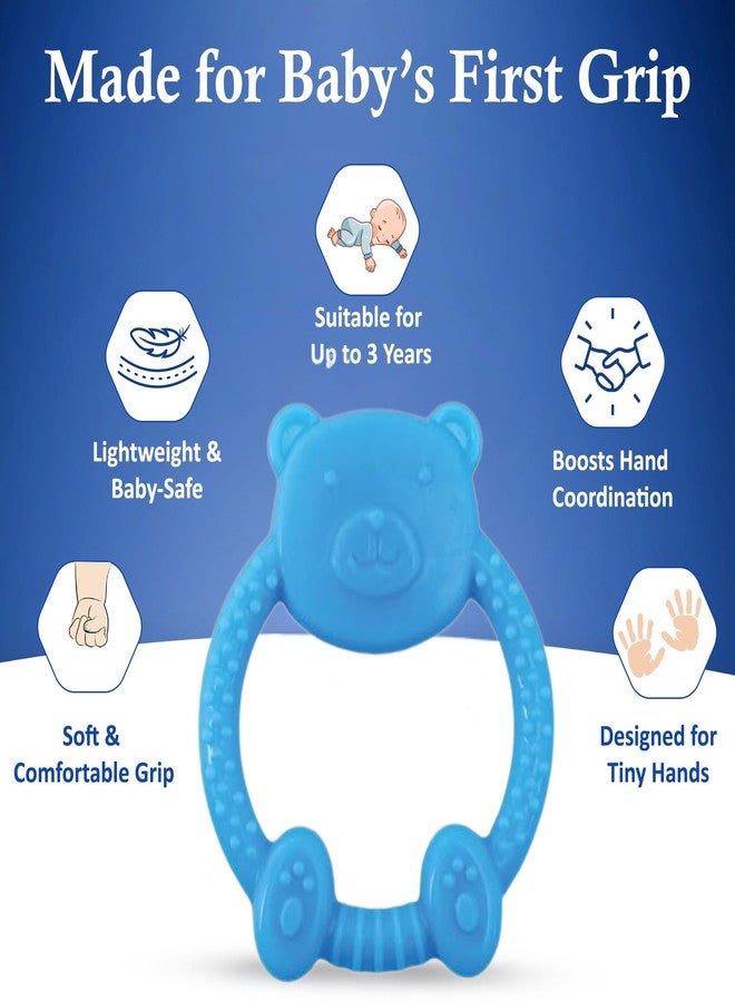 MamaLaps Soft Silicone Baby Teether, Silicone BPA Free Teethers for Newborn Infant, Teething Toy for Babies with Textured Surface for Soothing Gums (Pack of 1, Teddy-Blue) - Image 4