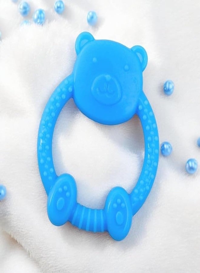 MamaLaps Soft Silicone Baby Teether, Silicone BPA Free Teethers for Newborn Infant, Teething Toy for Babies with Textured Surface for Soothing Gums (Pack of 1, Teddy-Blue) - Image 1