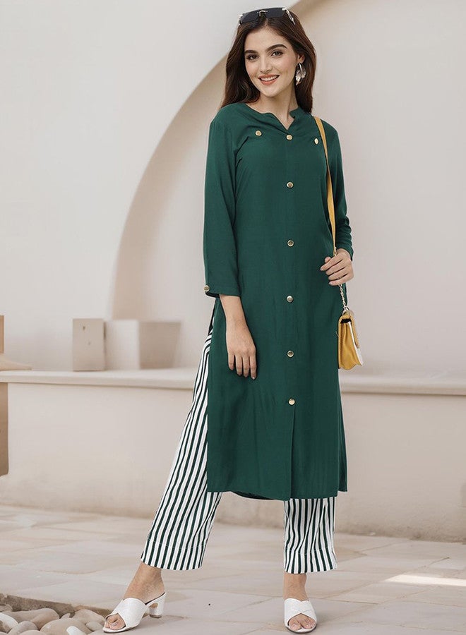 ISHIN Mandarin Collar Straight Kurta With Trouser - Image 3