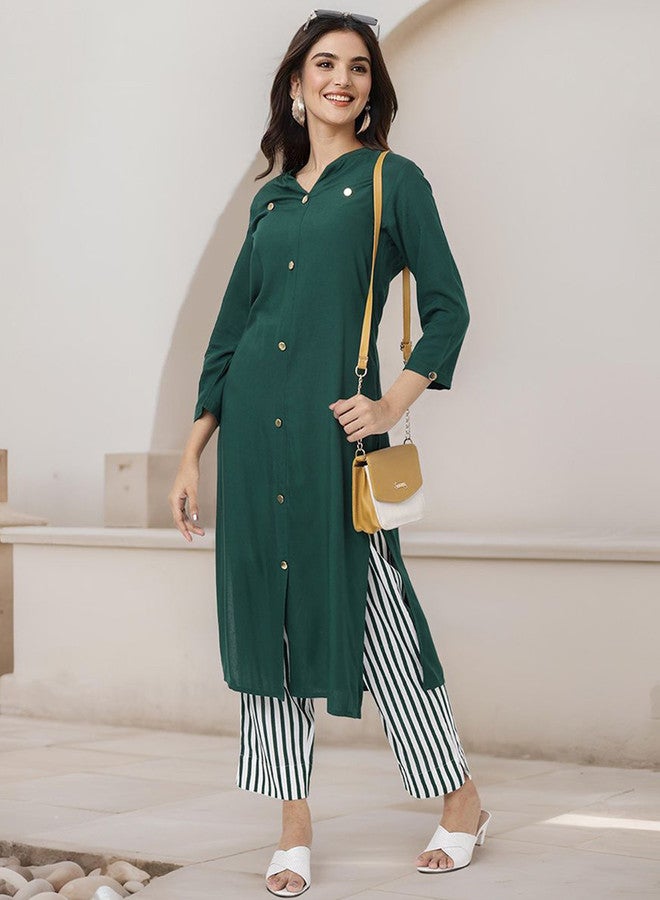 ISHIN Mandarin Collar Straight Kurta With Trouser - Image 1