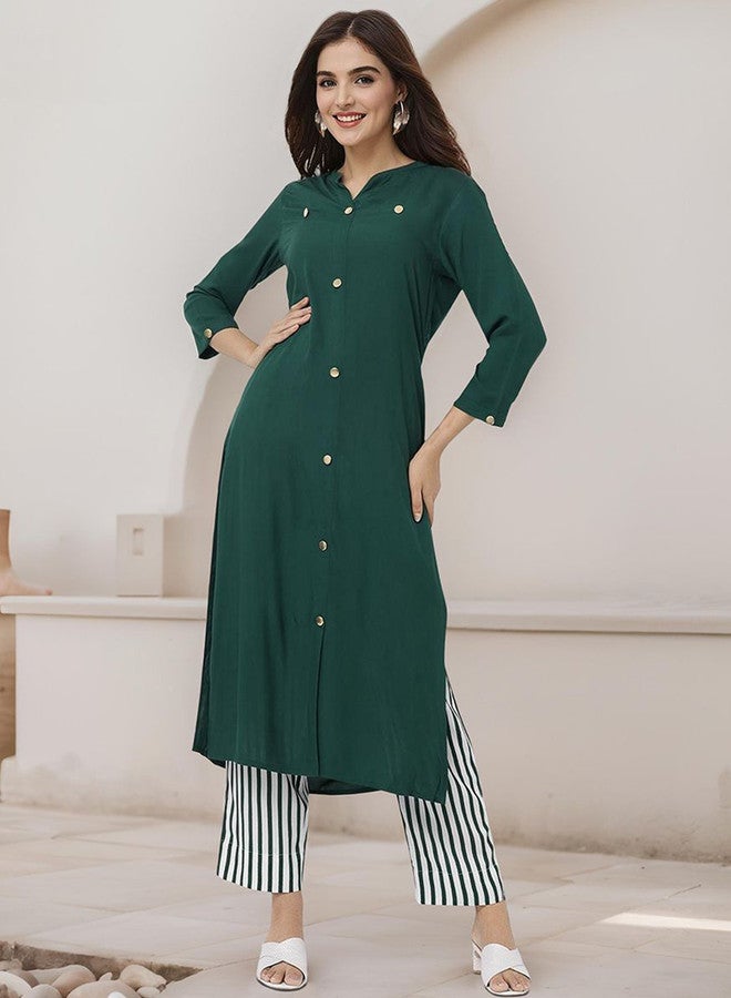 ISHIN Mandarin Collar Straight Kurta With Trouser - Image 2