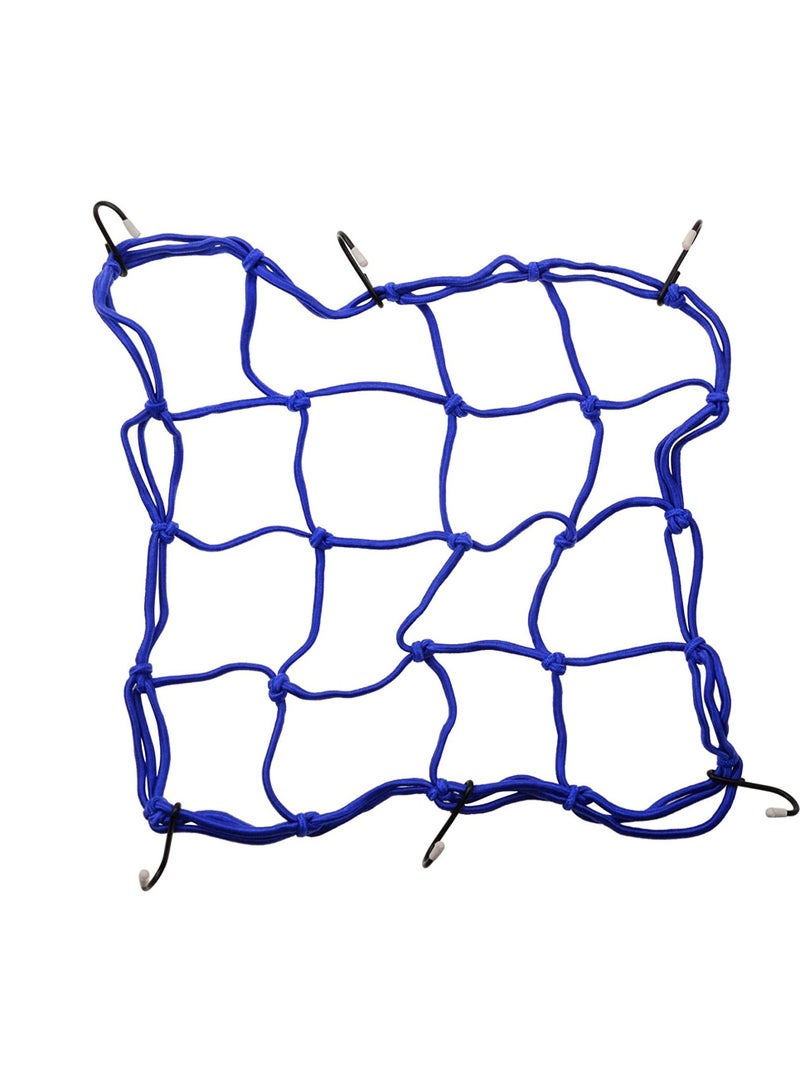 Generic Blue Cargo Net for Motorbike |  Cargo net with Metal Hooks, Elastic Luggage Oil Tank Net | Stretchable Bungee Cord Mesh Load Net for Bike Paddle board ATV | 6 Adjustable Hooks  - Image 2