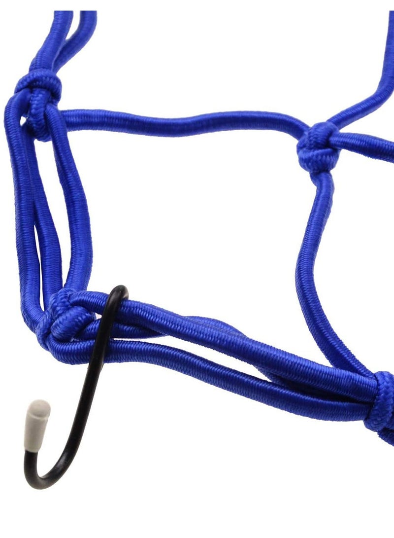 Generic Blue Cargo Net for Motorbike |  Cargo net with Metal Hooks, Elastic Luggage Oil Tank Net | Stretchable Bungee Cord Mesh Load Net for Bike Paddle board ATV | 6 Adjustable Hooks  - Image 3