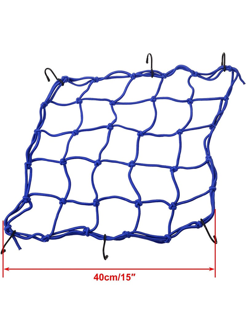 Generic Blue Cargo Net for Motorbike |  Cargo net with Metal Hooks, Elastic Luggage Oil Tank Net | Stretchable Bungee Cord Mesh Load Net for Bike Paddle board ATV | 6 Adjustable Hooks  - Image 1