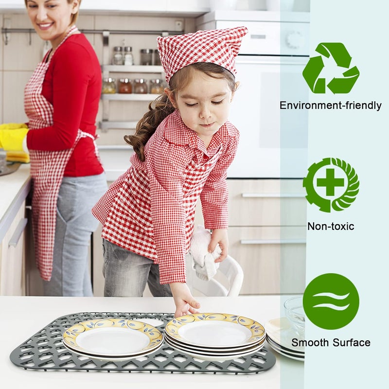 SAMSIER Sink Protectors for Kitchen Sink 13x11 &16x12 &19x13 &19x14 &21x16 &22x13 &24x13 &26x14 &28x14 &30x14 &30x16, Farmhouse Silicone Mats Grid for Bottom (21”x16”, Rear Drain) - Image 4