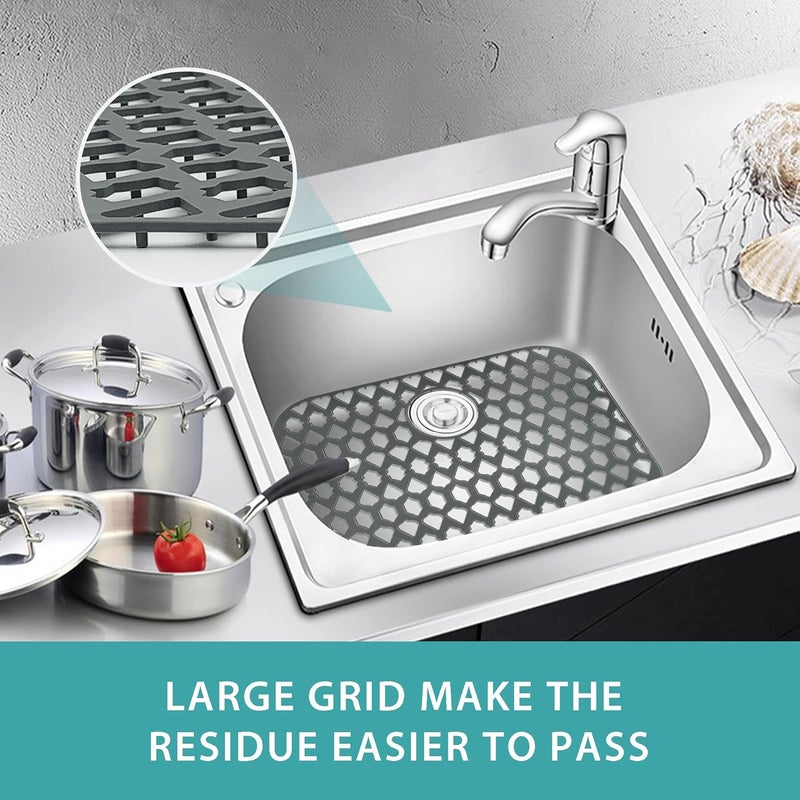 SAMSIER Sink Protectors for Kitchen Sink 13x11 &16x12 &19x13 &19x14 &21x16 &22x13 &24x13 &26x14 &28x14 &30x14 &30x16, Farmhouse Silicone Mats Grid for Bottom (21”x16”, Rear Drain) - Image 2