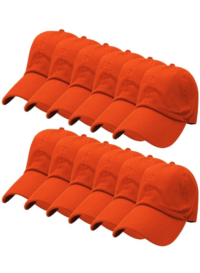 Falari 12-Pack Classic Baseball Cap 100% Cotton Soft Adjustable Size A1814-12PACK Orange - Image 1