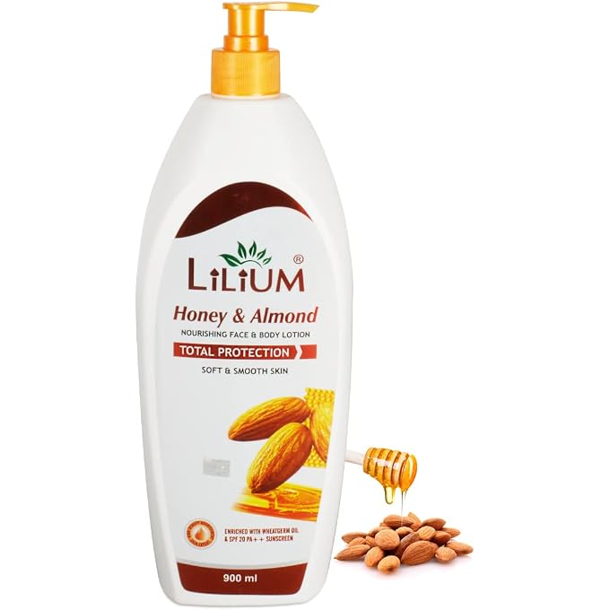LILIUM Honey & Almond Body Lotion 900ml, Soft & Smooth Skin, Hydrating, Non-Greasy, Radiant Complexion, Nourishing, Improves Skin Texture, Suitable For Women & Men, All Skin Types - Image 1
