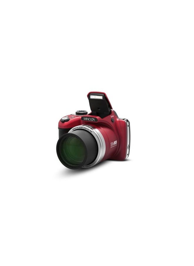 Minolta Pro Shot 16 Mega Pixel HD Digital Camera with 53x Optical Zoom, Full 1080p HD Video & 16GB SD Card, MN53Z, Red  - Image 1