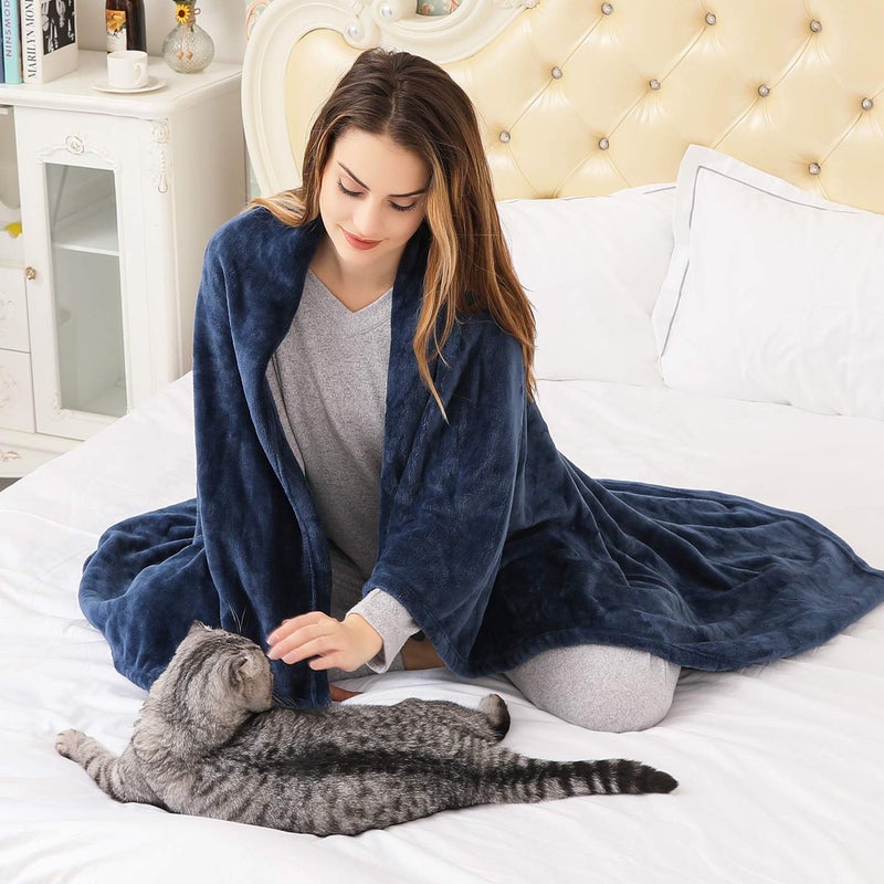 KMUSET Fleece Blanket Throw Size Navy Lightweight Super Soft Cozy Luxury Bed Blanket Microfiber Factory Shop - Image 5
