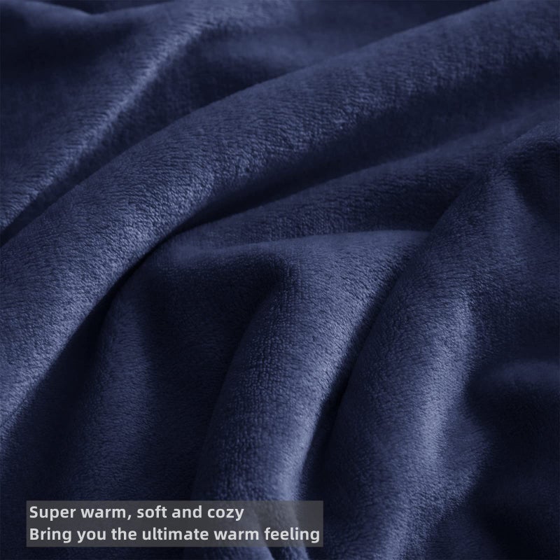 KMUSET Fleece Blanket Throw Size Navy Lightweight Super Soft Cozy Luxury Bed Blanket Microfiber Factory Shop - Image 2