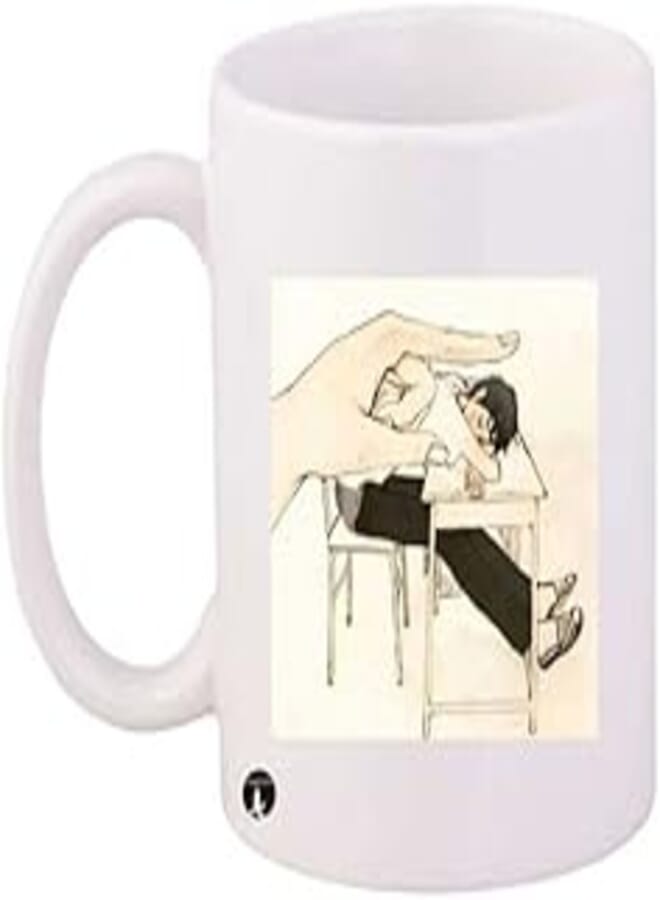 RYN PRINTED Design Boy Mug White Beige Black Standard Size
