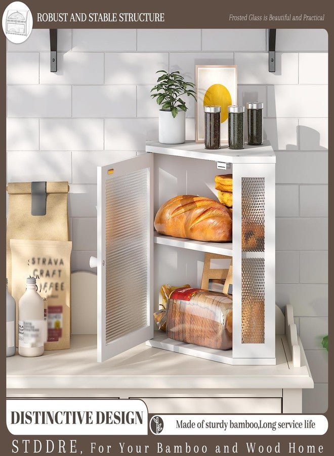 STDDRE Corner Bread Box Kitchen Countertop Extra Large Capacity Farmhouse Bread Box, Corner Countertop Storage, Double Layer Bread Holder (White, Large) - Image 3