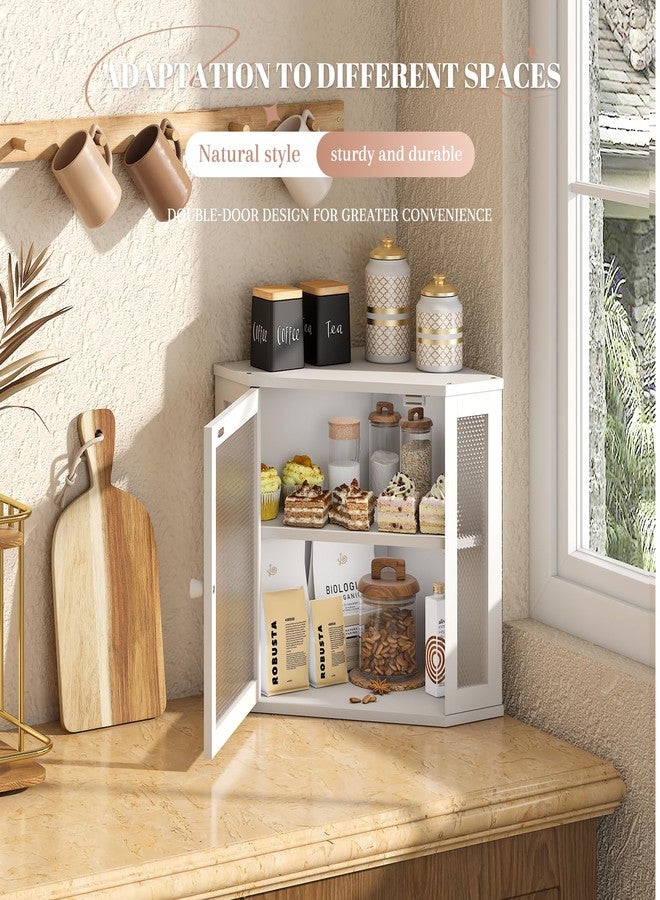 STDDRE Corner Bread Box Kitchen Countertop Extra Large Capacity Farmhouse Bread Box, Corner Countertop Storage, Double Layer Bread Holder (White, Large) - Image 2