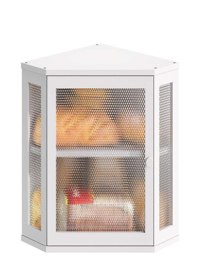 STDDRE Corner Bread Box Kitchen Countertop Extra Large Capacity Farmhouse Bread Box, Corner Countertop Storage, Double Layer Bread Holder (White, Large) - Image 1