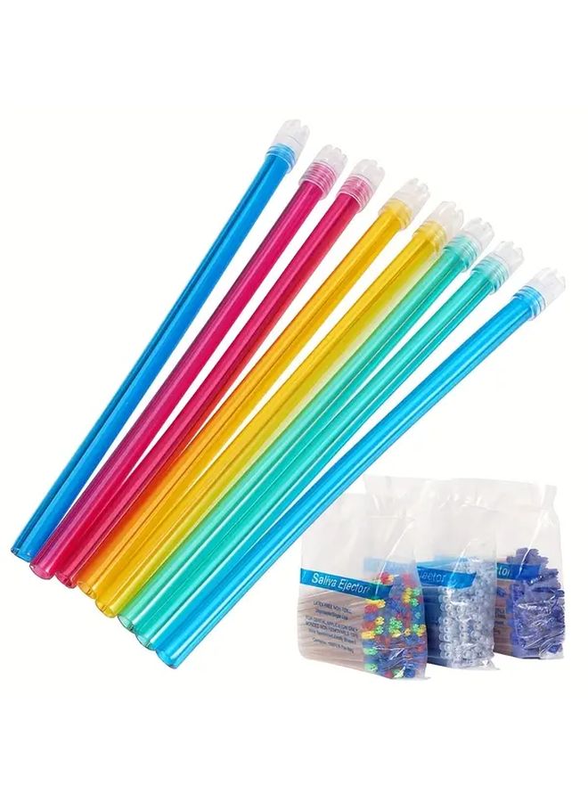 100 Pcs Blue Disposable Suction Cups With Lids Flexible Transparent Plastic For Oral Dental Use - Image 2