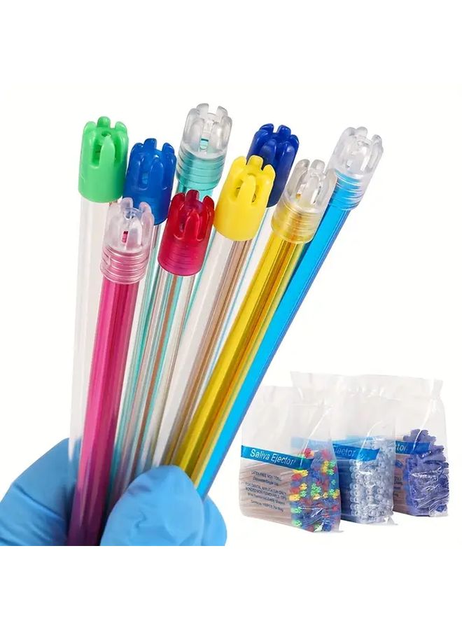 100 Pcs Blue Disposable Suction Cups With Lids Flexible Transparent Plastic For Oral Dental Use - Image 5