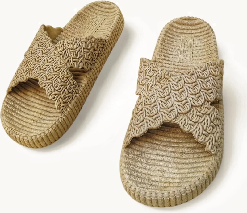 Gezer High Sole, Beach-Pool-Home-Bathroom-Holiday-Daily Non-Slip Sole Straw Look Plastic Slippers