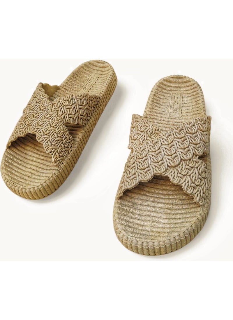 Gezer - High Sole, Beach-Pool-Home-Bathroom-Holiday-Daily Non-Slip Sole Straw Look Plastic Slippers - Image 1