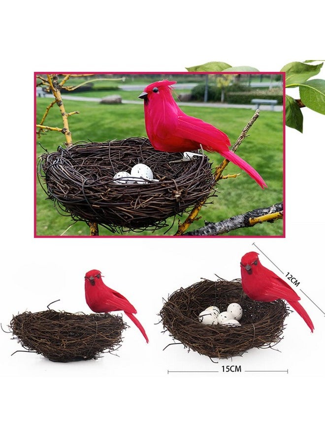 EUBUY Artificial Bird Nest with Bird and Eggs, Artificial Feathered Birds Nest Eggs Easter Decor Home Ornament for Home Garden Decoration DIY Craft Tree Decoration  - Image 2