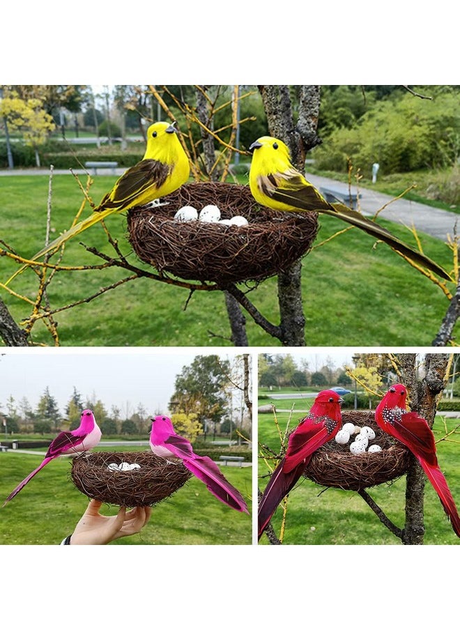 EUBUY Artificial Bird Nest with Bird and Eggs, Artificial Feathered Birds Nest Eggs Easter Decor Home Ornament for Home Garden Decoration DIY Craft Tree Decoration  - Image 4