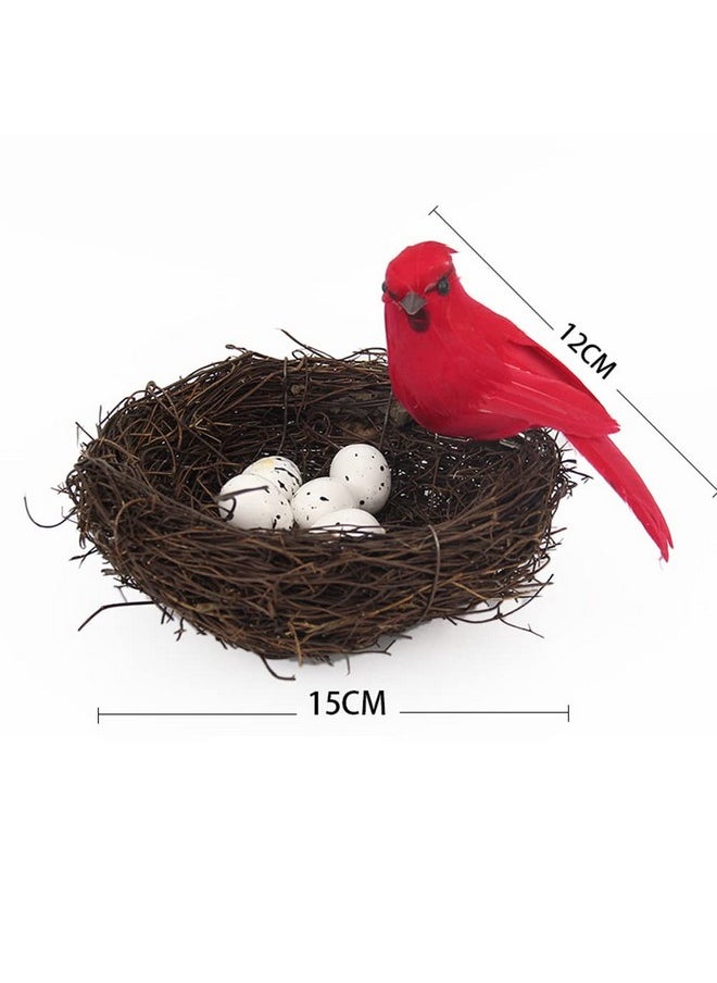 EUBUY Artificial Bird Nest with Bird and Eggs, Artificial Feathered Birds Nest Eggs Easter Decor Home Ornament for Home Garden Decoration DIY Craft Tree Decoration  - Image 3
