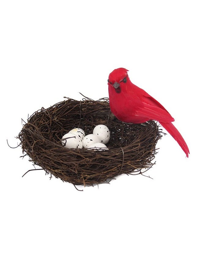 EUBUY Artificial Bird Nest with Bird and Eggs, Artificial Feathered Birds Nest Eggs Easter Decor Home Ornament for Home Garden Decoration DIY Craft Tree Decoration  - Image 1