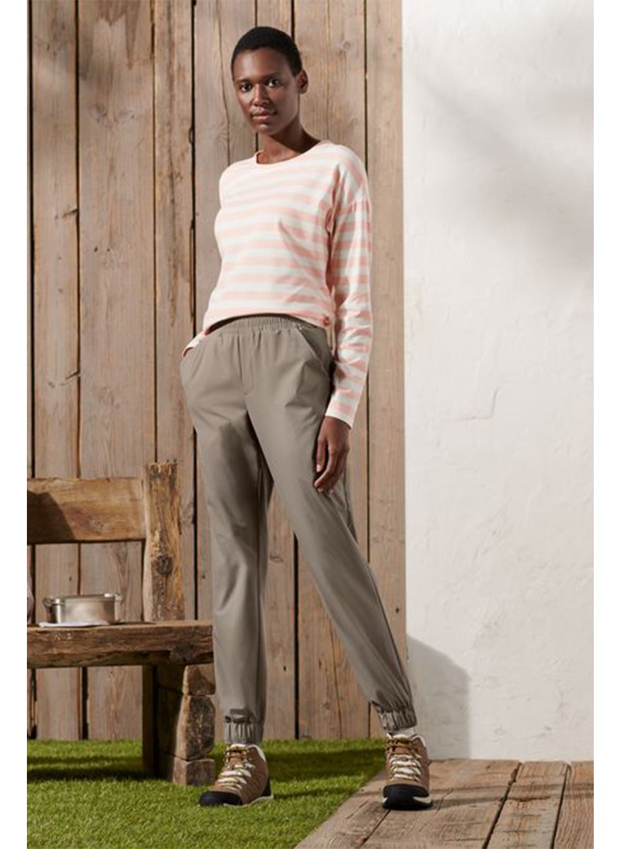 Tchibo Women Regular Fit Solid Jogger Pants, Beige  - Image 1