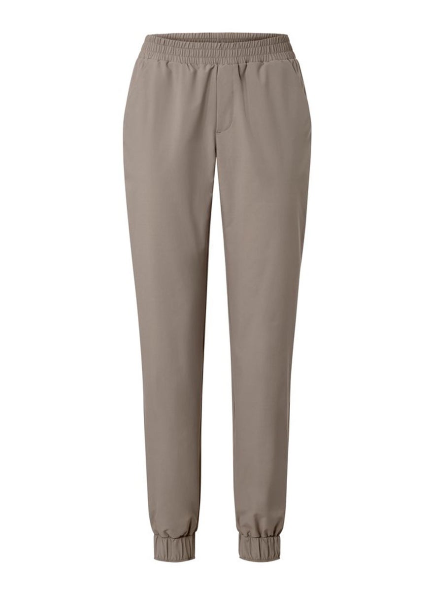Tchibo Women Regular Fit Solid Jogger Pants, Beige  - Image 2