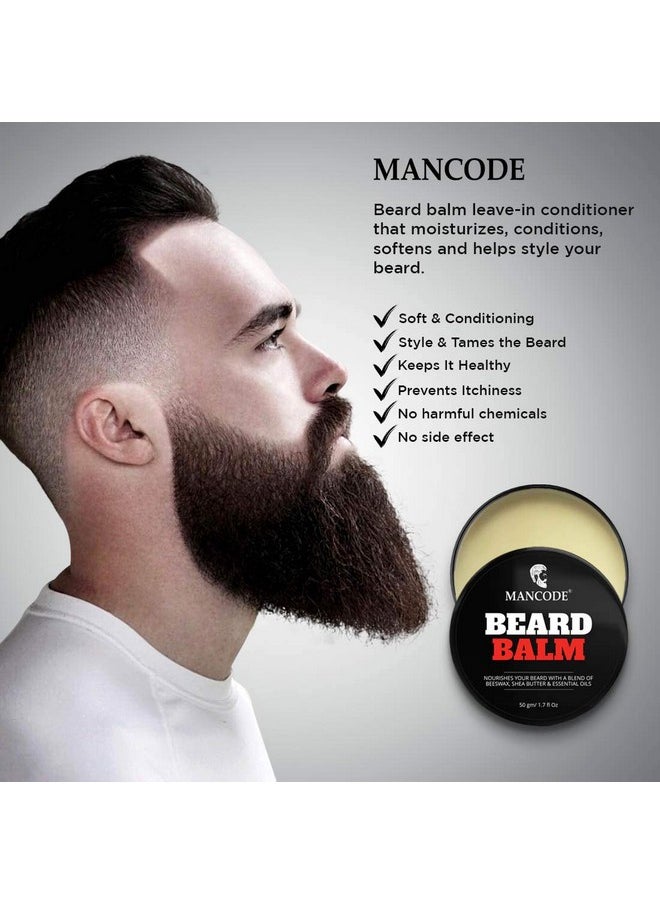 MAN CODE - Mancode Beard Balm For Men 50Gm | Softens Moisturizes Mooch & Beard | Long Lasting Nourishment | Prevents Dryness | Boost Shine And Volumizes Beards Beeswax Shea Butter And Essential Oils Pack Of 1 - Image 1
