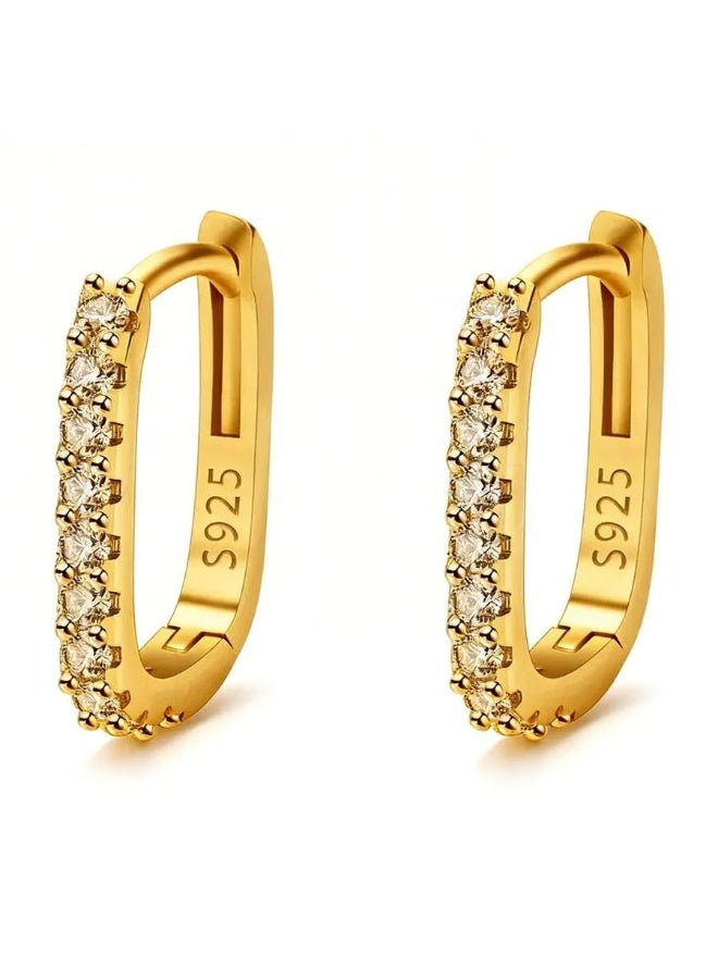 High-Quality 925 Sterling Silver Plated 18K Gold Crystal Fashion Circle Hoop Earrings For Woman Wedding Party Gift Street Versatile Jewelry - Image 2