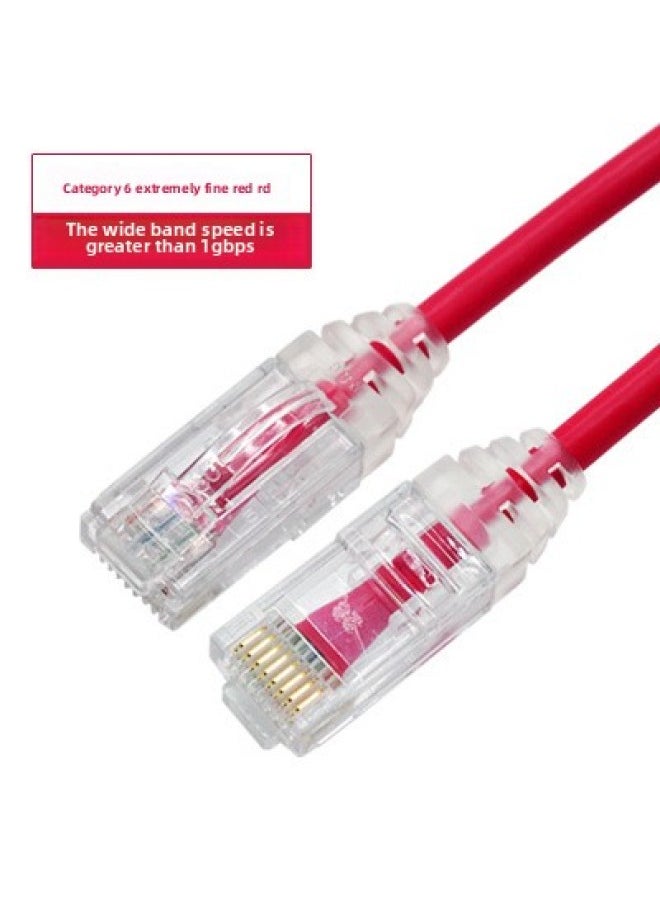 Generic NIPPON Daily Line Ultra-fine Soft Network Cable SPG6 Multi-strand Gigabit Six-class Jumper CAT6 High Speed From 0.3 M-Color:Six Types Of Very Thin Red RD-Line Length:40 M  - Image 1