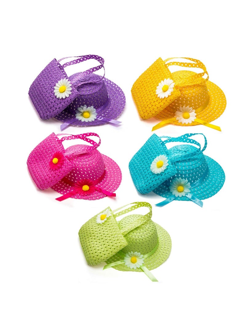 KASTWAVE 9 Pcs Girls Tea Party Set Includes 9 Purses and 9 Sunflower Hats, Girls Tea Party Dress Up Play Set for Little Girls Kids Children Playtime Birthdays Easter Accessories  - Image 2