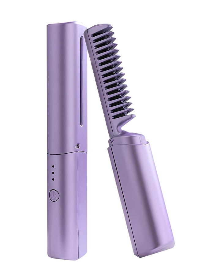 Rechargeable Mini Hair Straightener Compact Cordless Heating Comb USB Portable Travel Heat Brush - Image 1