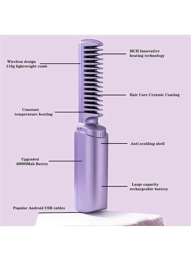Rechargeable Mini Hair Straightener Compact Cordless Heating Comb USB Portable Travel Heat Brush - Image 5