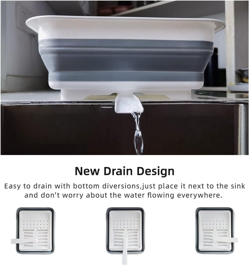 THANSTAR Collapsible Dish Drainer Portable Dinnerware Drainer Organizer for Kitchen RV Campers Travel Trailer Space Saving Kitchen Storage Tray - Image 3