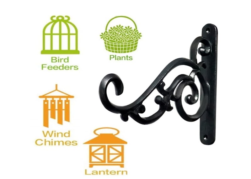 GHAR DWAR Metal Wall Hook Hanging Plant Bracket Decorative Straight Plant Hanger for Pots, Bird Feeders, Planters, Lanterns, Macrame, Wind Chimes Indoor Outdoor (Pack of 1, Black) - Image 5