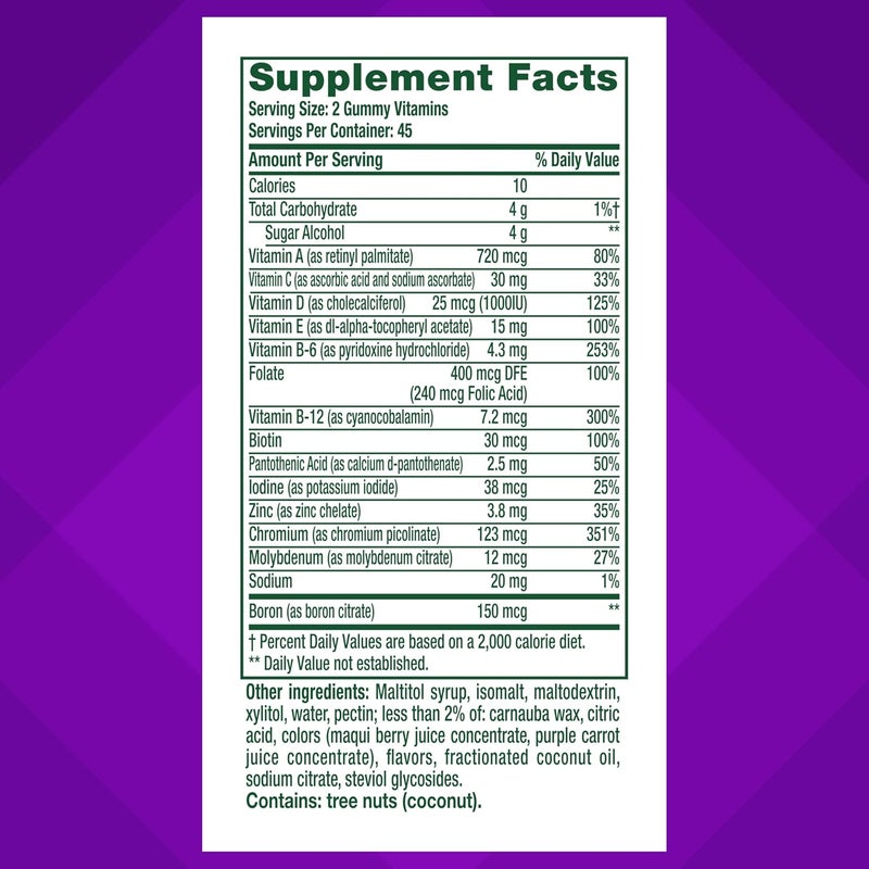 Vitafusion Sugar Free Mens Multi Daily Gummy Multivitamins Supports Energy Metabolism Muscle and Immune Health 1 Mixed Berry Flavors 90 Count - Image 3