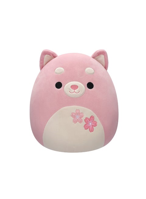 12 inch Medium Plush Etude Pink Shiba with Sakura Flowers Officially Licensed Kellytoy Plush Toy Colorful Soft Gift for Kids Girls & Boys Washable Squishy Stuff Toy Multicolor All Age